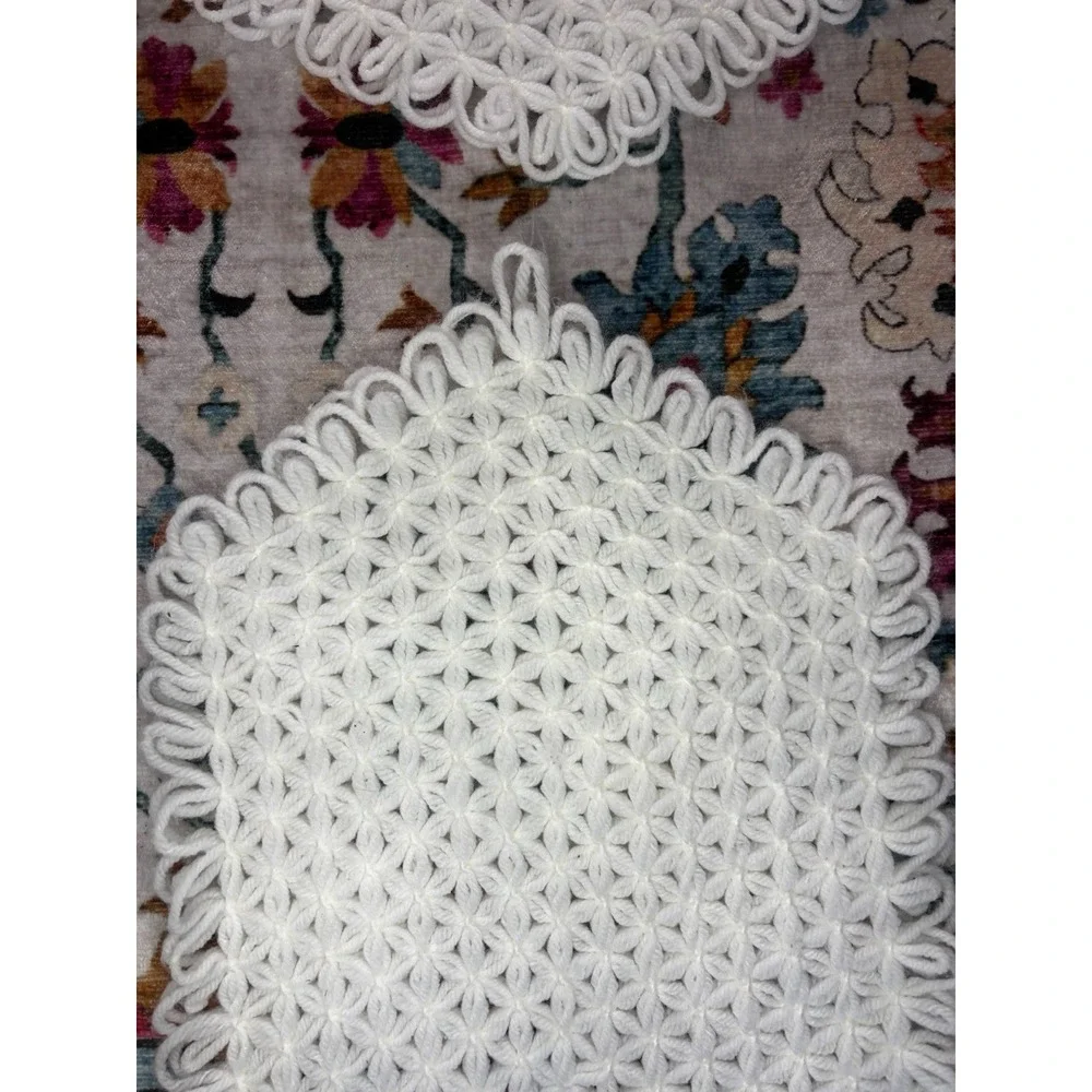 Lot Of 2 Vintage Handmade Crochet Knit Dollie Placemat 18